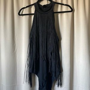 Fringe Halter Bodysuit